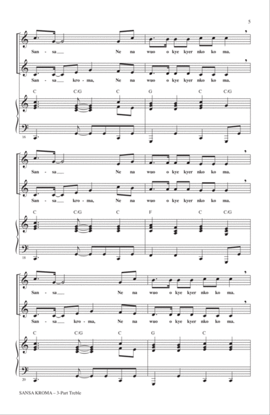 Sansa Kroma (arr. Cristi Cary Miller) 3-Part scores gallery preview page 3