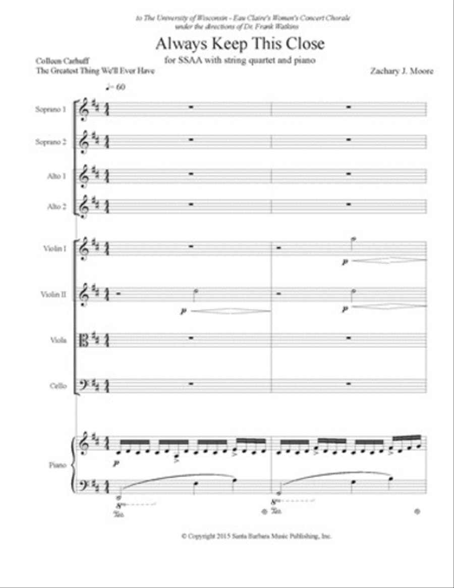 Always Keep This Close - String Parts/Conductor Score Cello scores gallery preview page 1