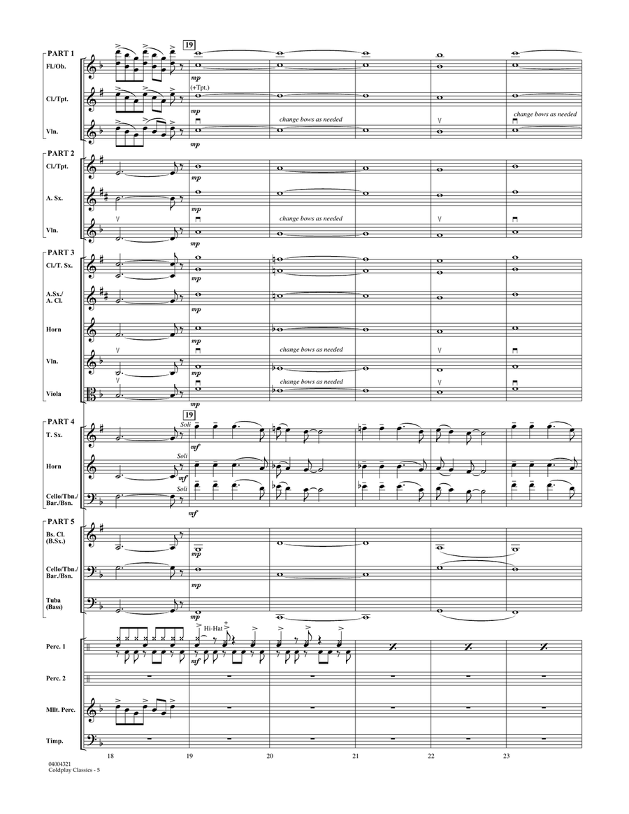 Coldplay Classics - Conductor Score (Full Score) Concert Band scores gallery preview page 5