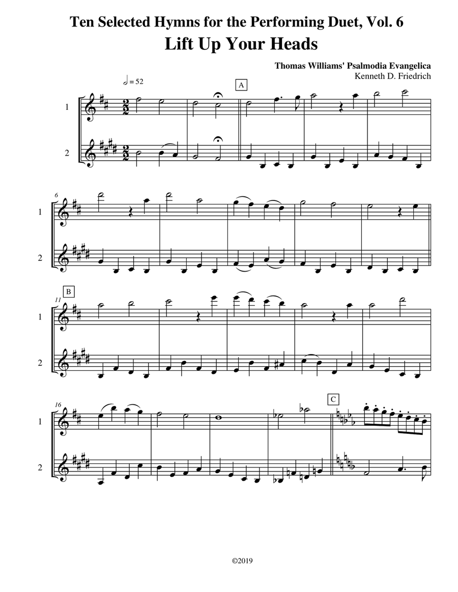 Ten Selected Hymns for the Performing Duet, Vol. 6 - flute and trumpet Flute scores gallery preview page 1