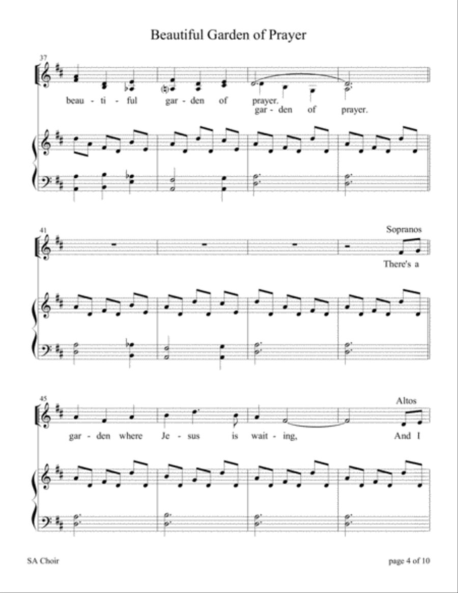 Beautiful Garden of Prayer (for SA Choir with Piano Accompaniment) SA scores gallery preview page 4