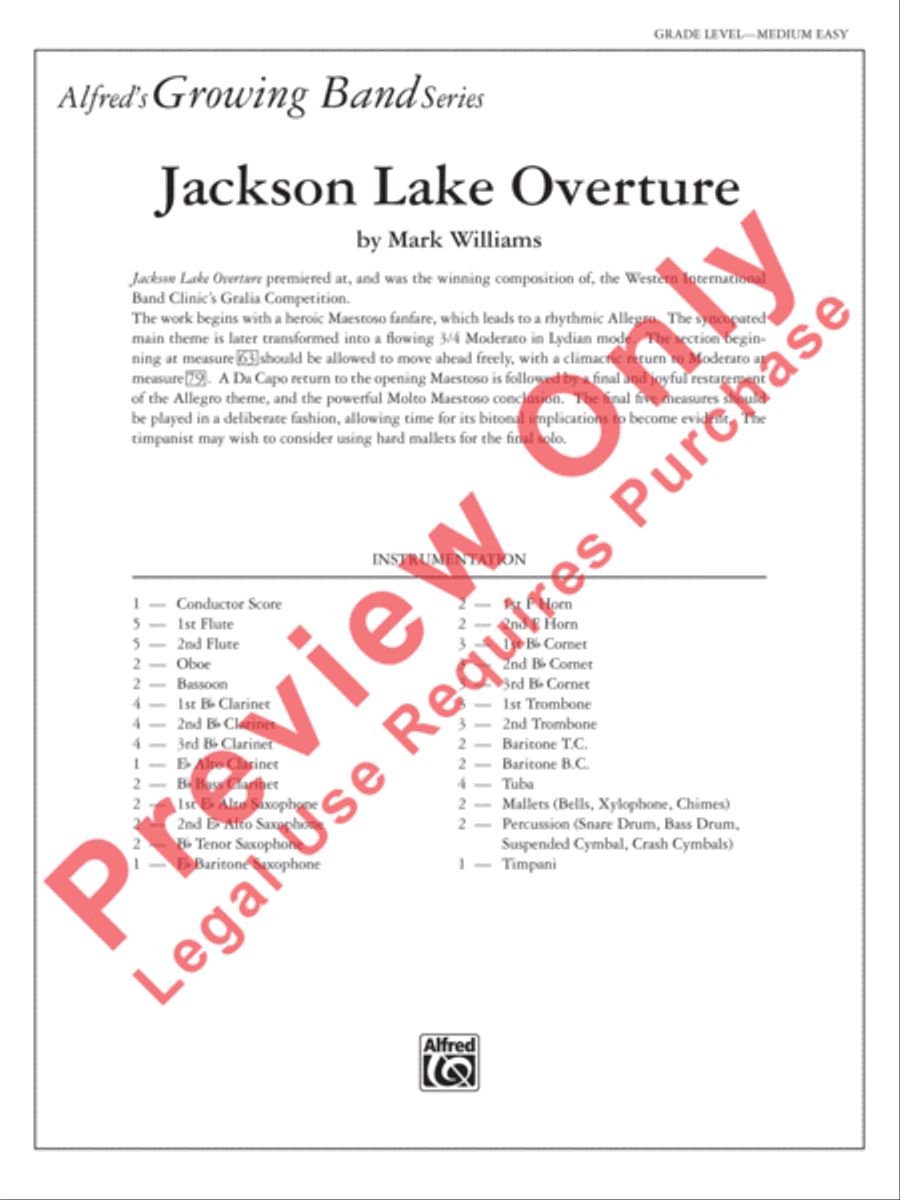 Jackson Lake Overture Concert Band scores gallery preview page 2