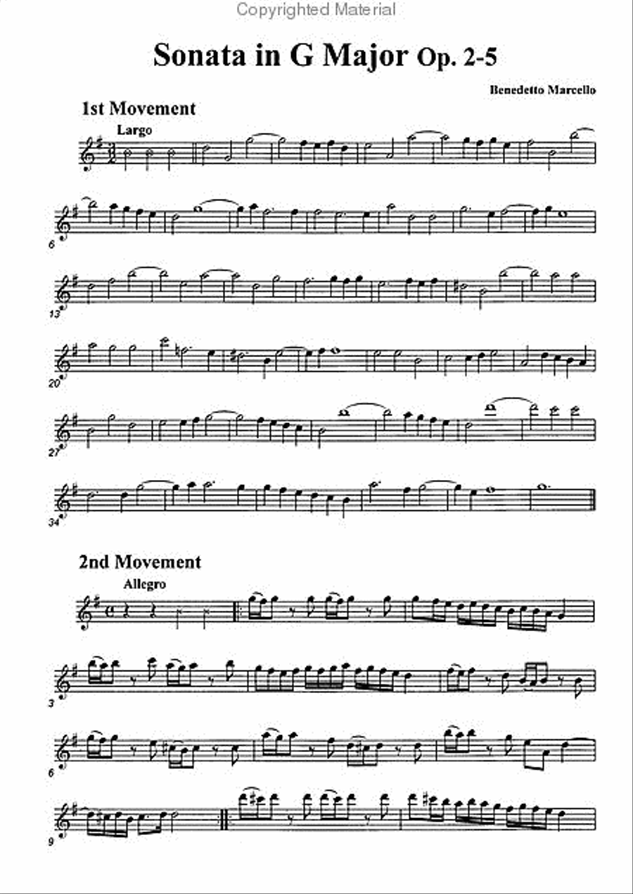 Sonata in G Major, Op. 2-5 Alto Recorder scores gallery preview page 2