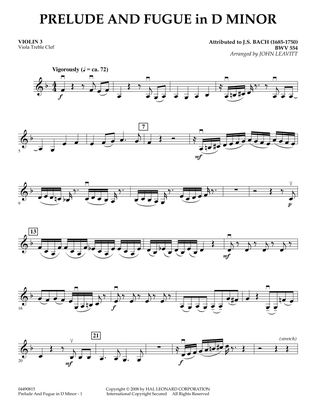 Prelude and Fugue in D Minor - Violin 3 (Viola Treble Clef)