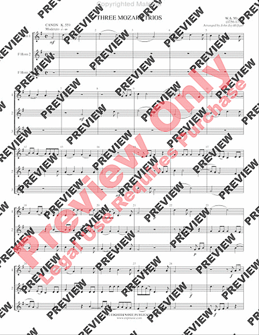 Three Mozart Trios Brass Trio scores gallery preview page 3