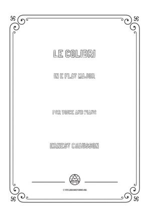 Book cover for Chausson-Le colibri in E flat Major,for voice and piano