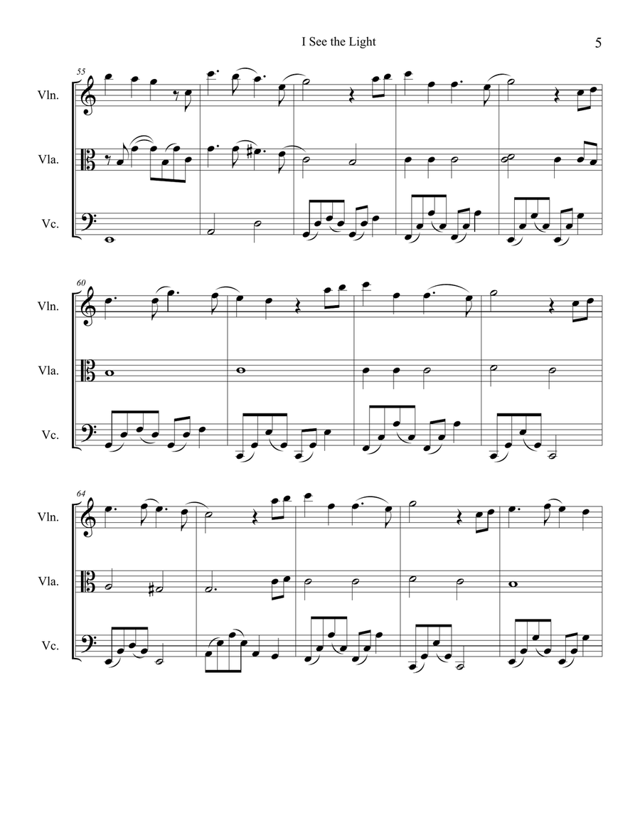 I See The Light String Trio scores gallery preview page 5