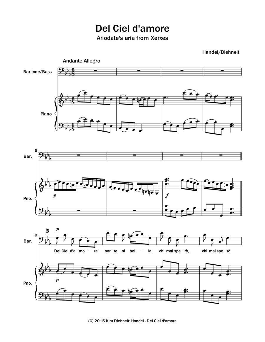 Handel: Del Ciel d’amore Handel: Del Ciel d’amore Piano, Vocal scores gallery preview page 2