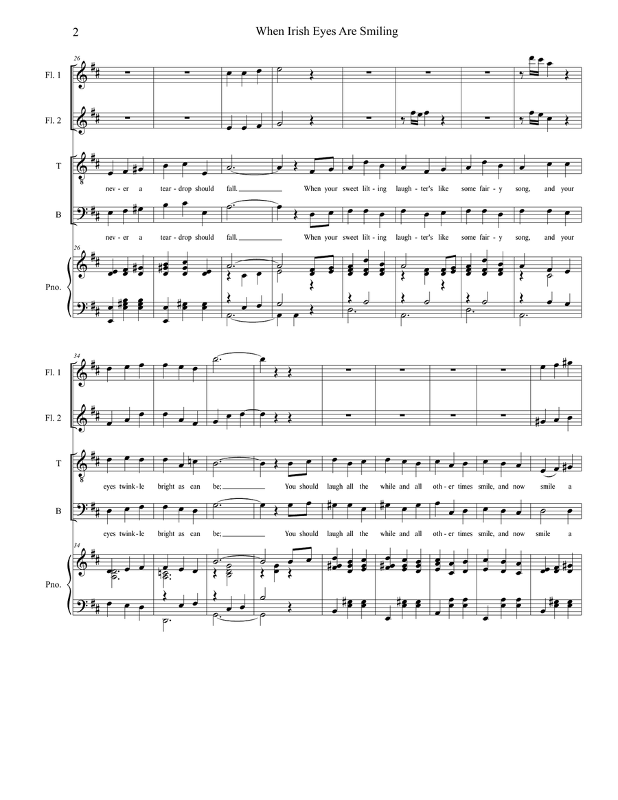 When Irish Eyes Are Smiling (SATB) 4-Part scores gallery preview page 2