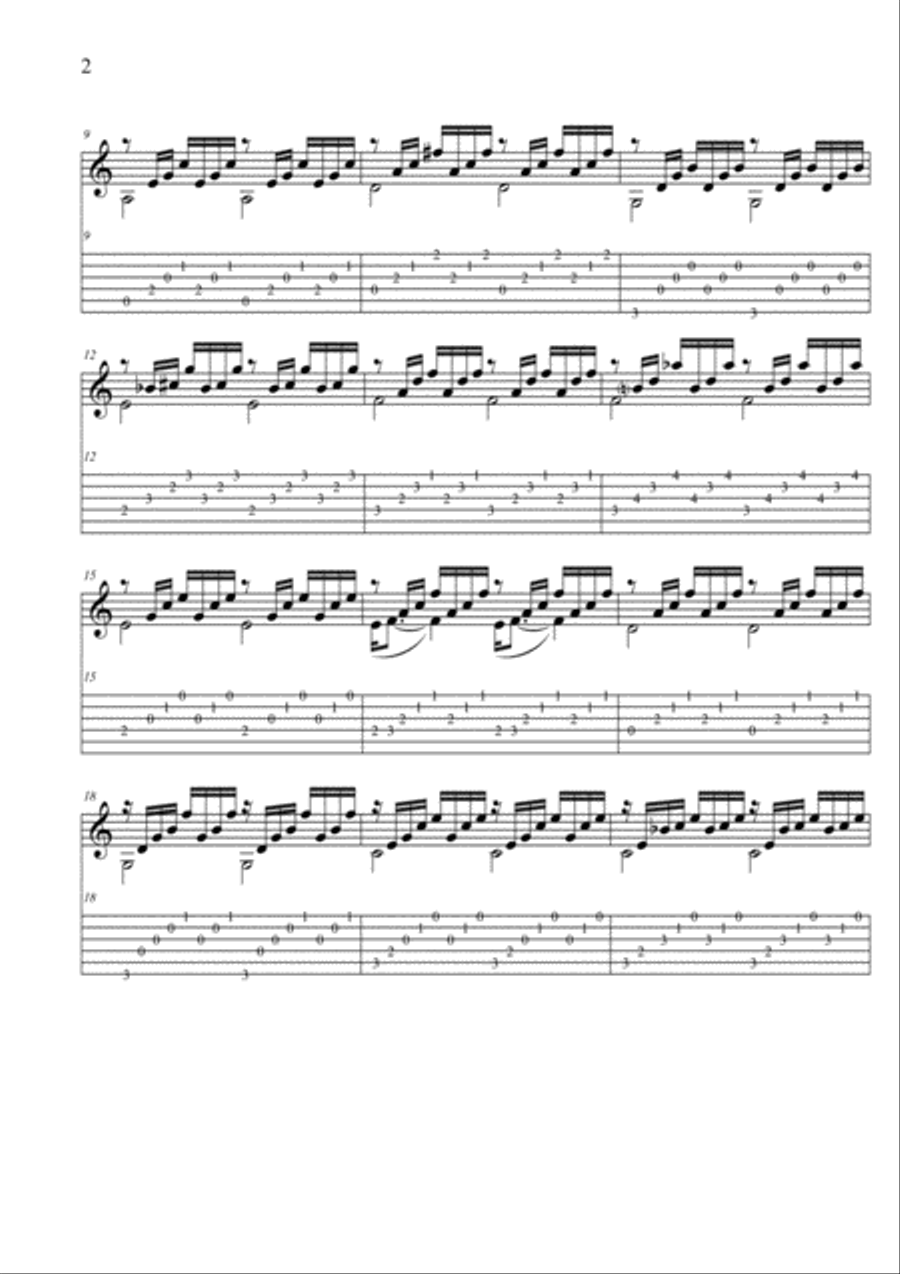 Bach Prelude No.1 Well Tempered Clavier, Book 1 for guitar Classical Guitar scores gallery preview page 3
