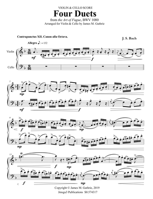 Bach: Four Duets from the Art of Fugue for Violin & Cello