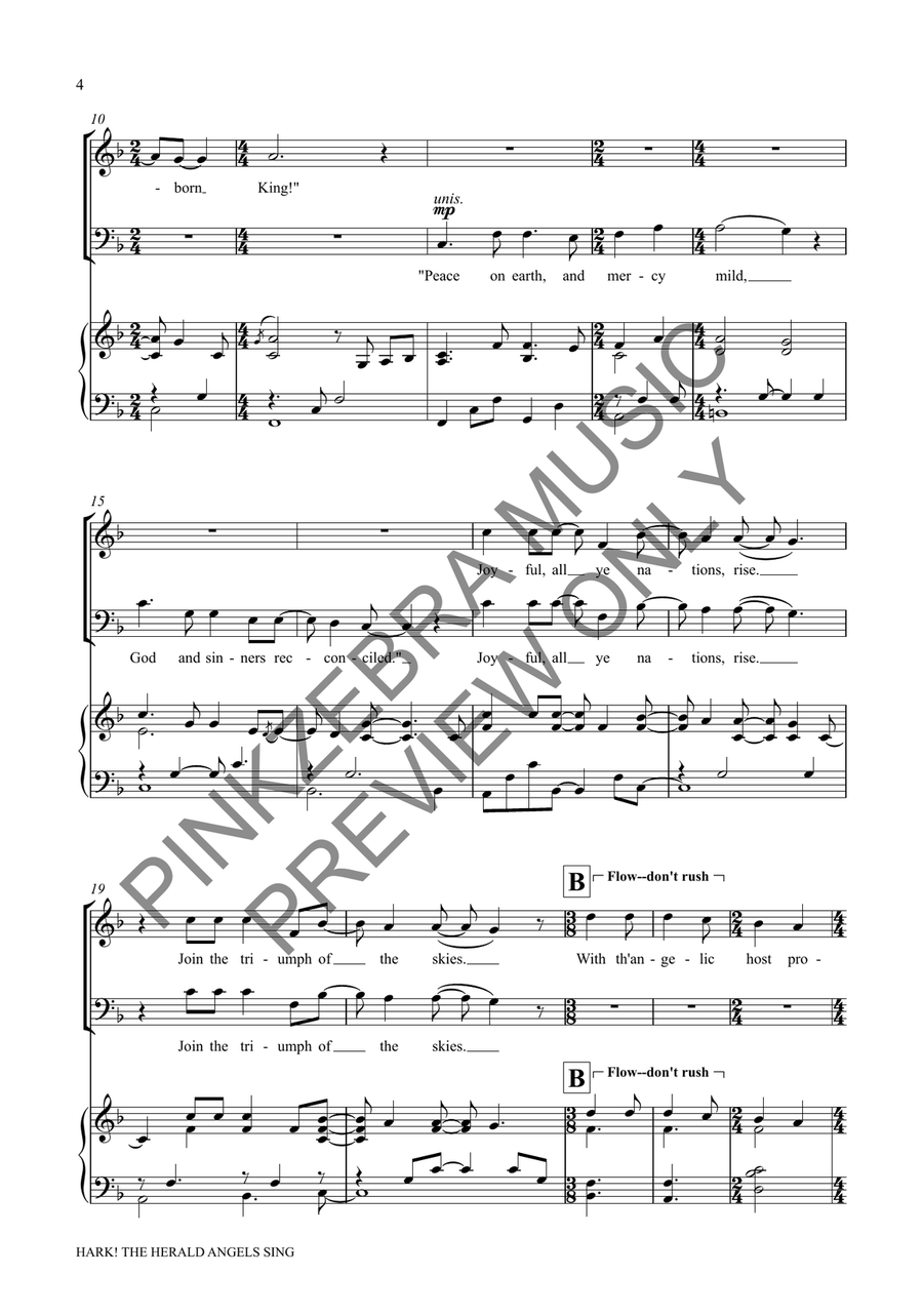Hark! The Herald Angels Sing (SATB) 4-Part scores gallery preview page 5