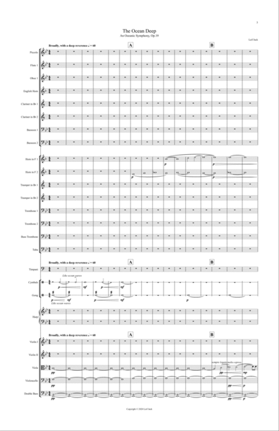 The Ocean Deep, Orchestral Version Full Orchestra scores gallery preview page 3