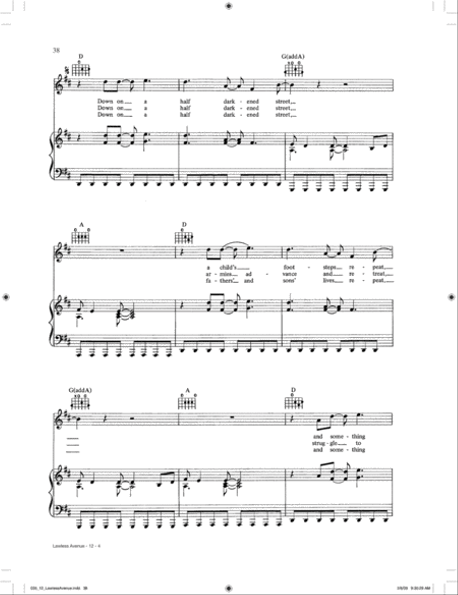 Lawless Avenues Piano, Vocal, Guitar scores gallery preview page 4