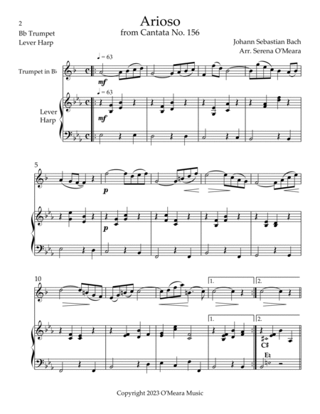 Arioso, Duet for Bb Trumpet & Lever Harp image number null