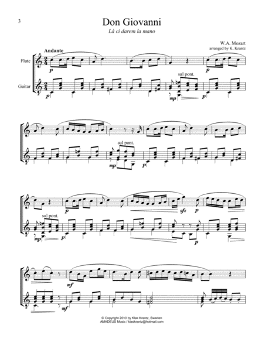 8 short pieces by W.A. Mozart arranged for flute and guitar Flute scores gallery preview page 4