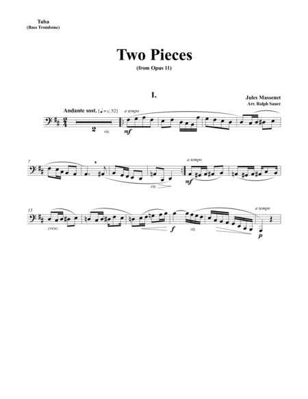 Two Pieces from Opus 11 for Tuba or Bass Trombone & Piano