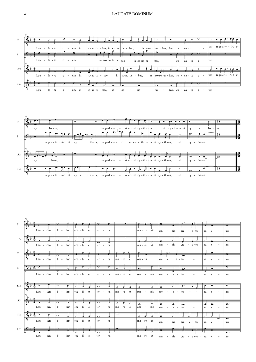 LAUDATE DOMINUM - Aichinger - For 2 SATB Choir 4-Part scores gallery preview page 4