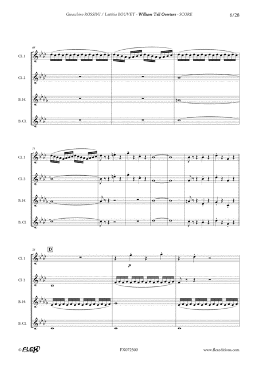 William Tell Overture Clarinet Quartet scores gallery preview page 6