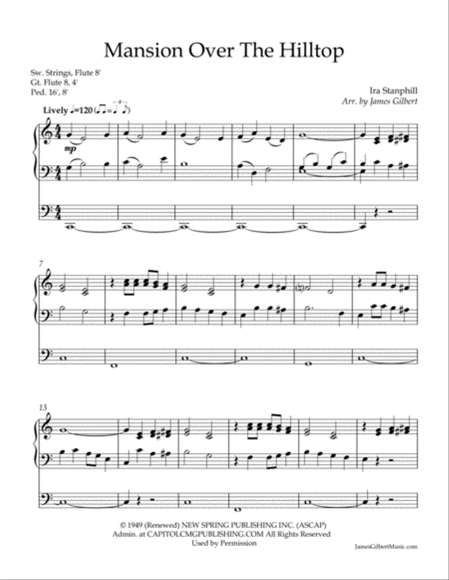 Mansion Over The Hilltop Organ Solo scores gallery preview page 2