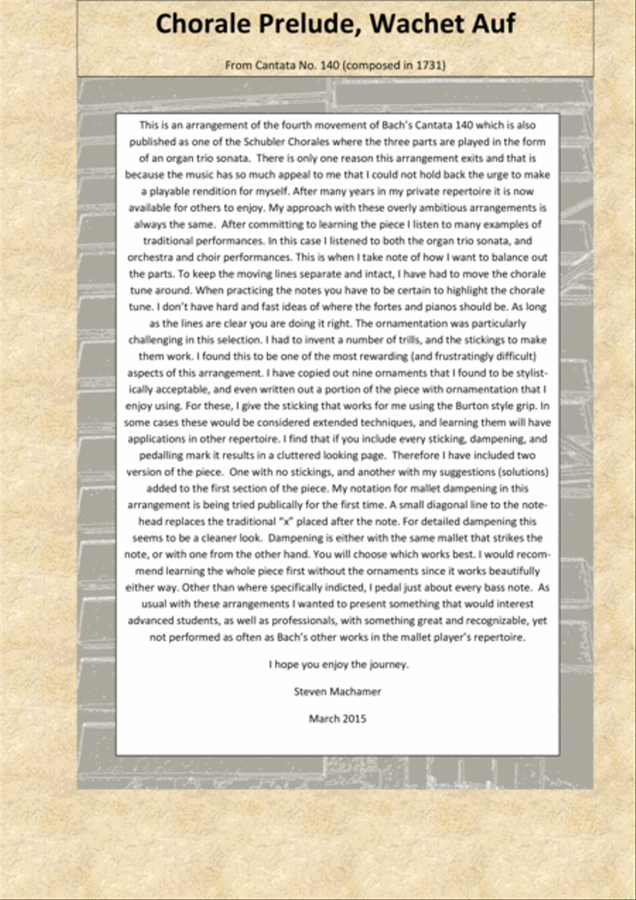 Wachet Auf, Chorale Prelude Vibraphone scores gallery preview page 2
