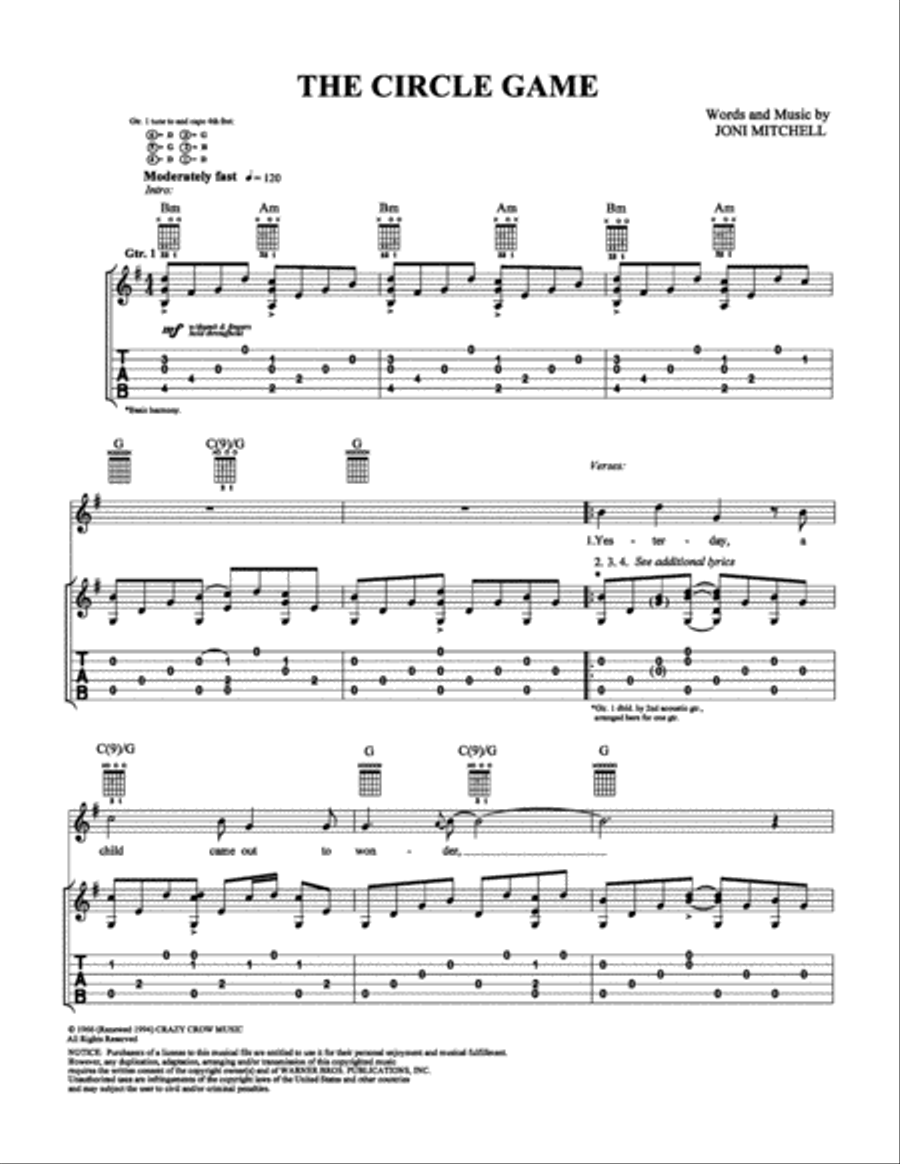 The Circle Game Electric Guitar scores gallery preview page 1