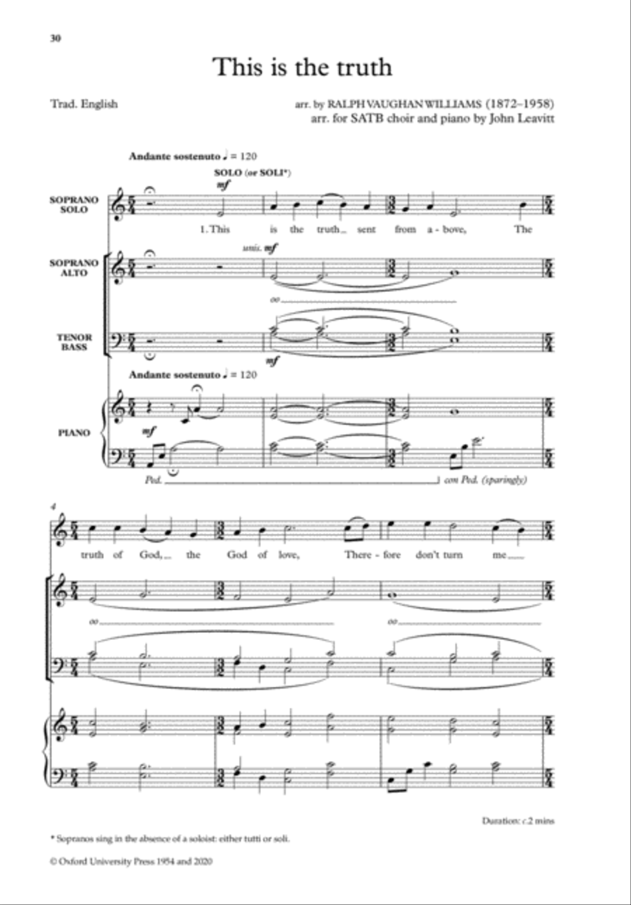 Vaughan Williams for Choirs 1 4-Part scores gallery preview page 10
