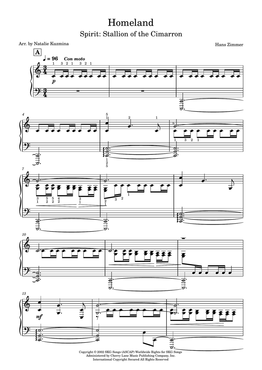 Homeland (main Title) Piano Solo scores gallery preview page 1