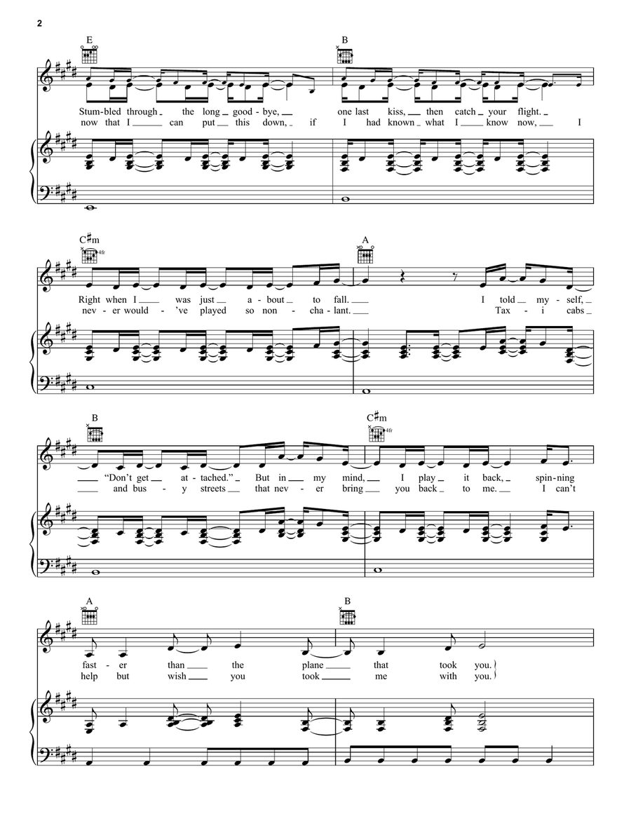 Come Back...Be Here (Taylor's Version) Piano, Vocal, Guitar scores gallery preview page 2