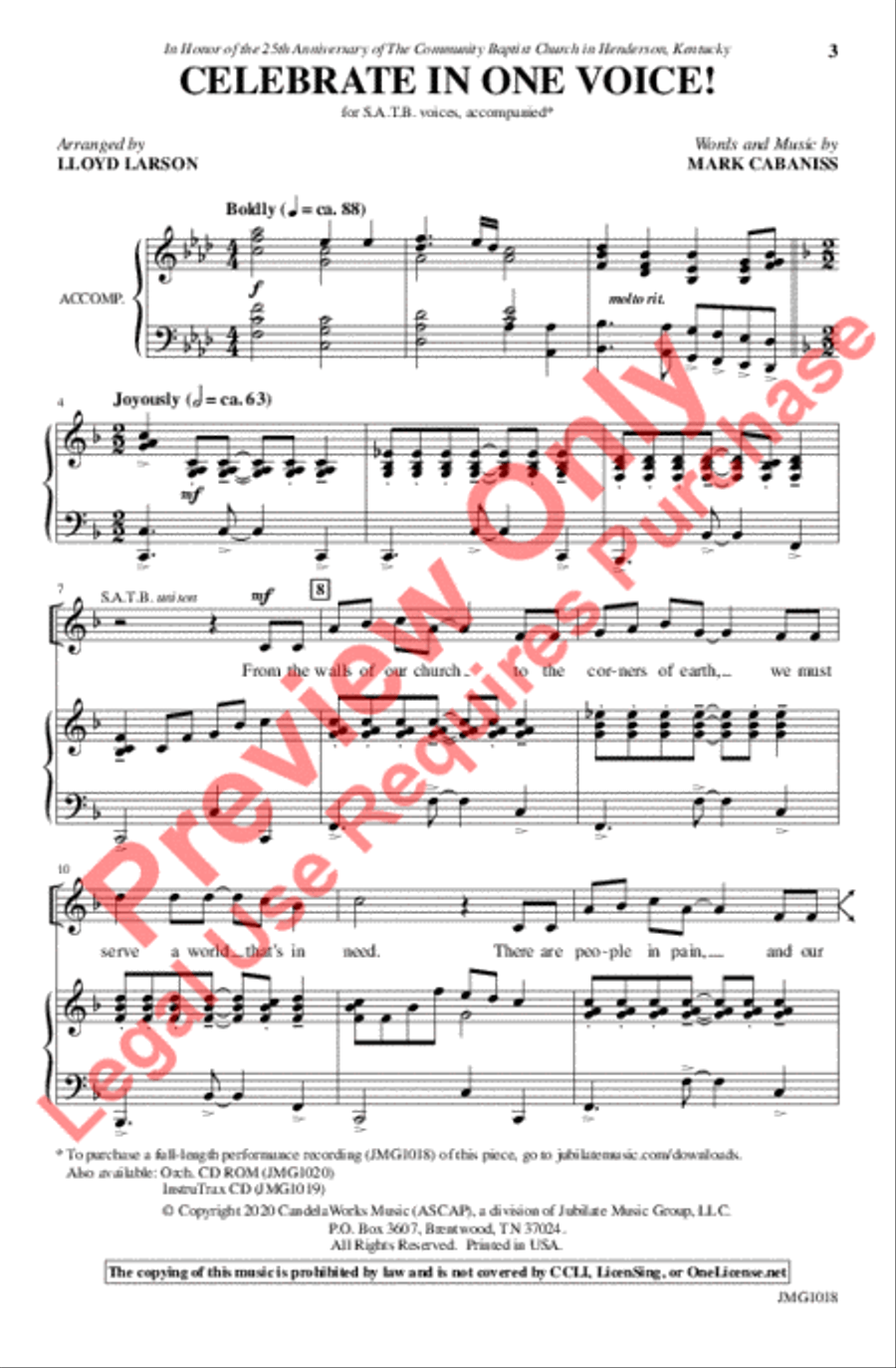 Celebrate In One Voice! Choir scores gallery preview page 2