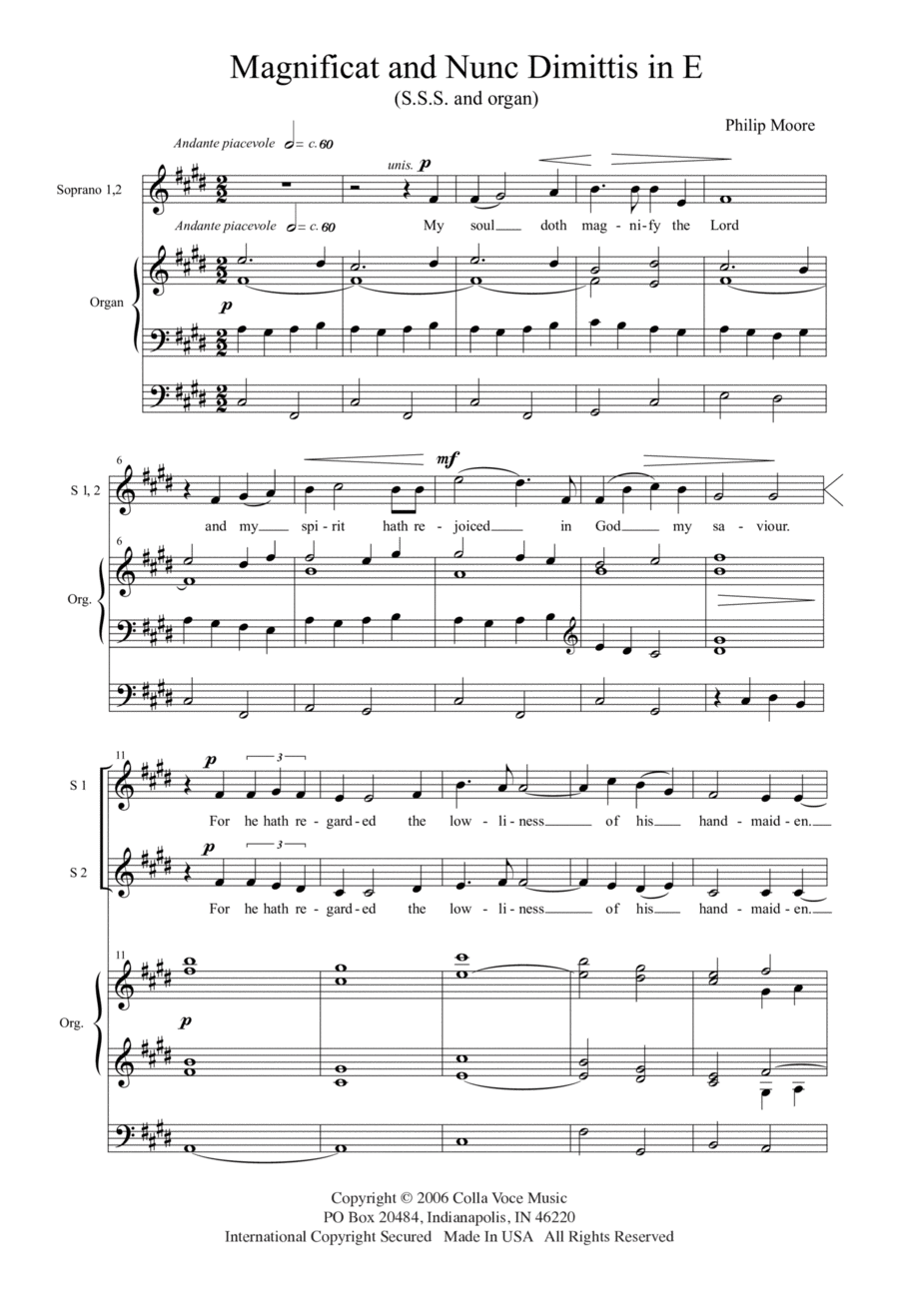 Magnificat and Nunc Dimittis in E SSA scores gallery preview page 1