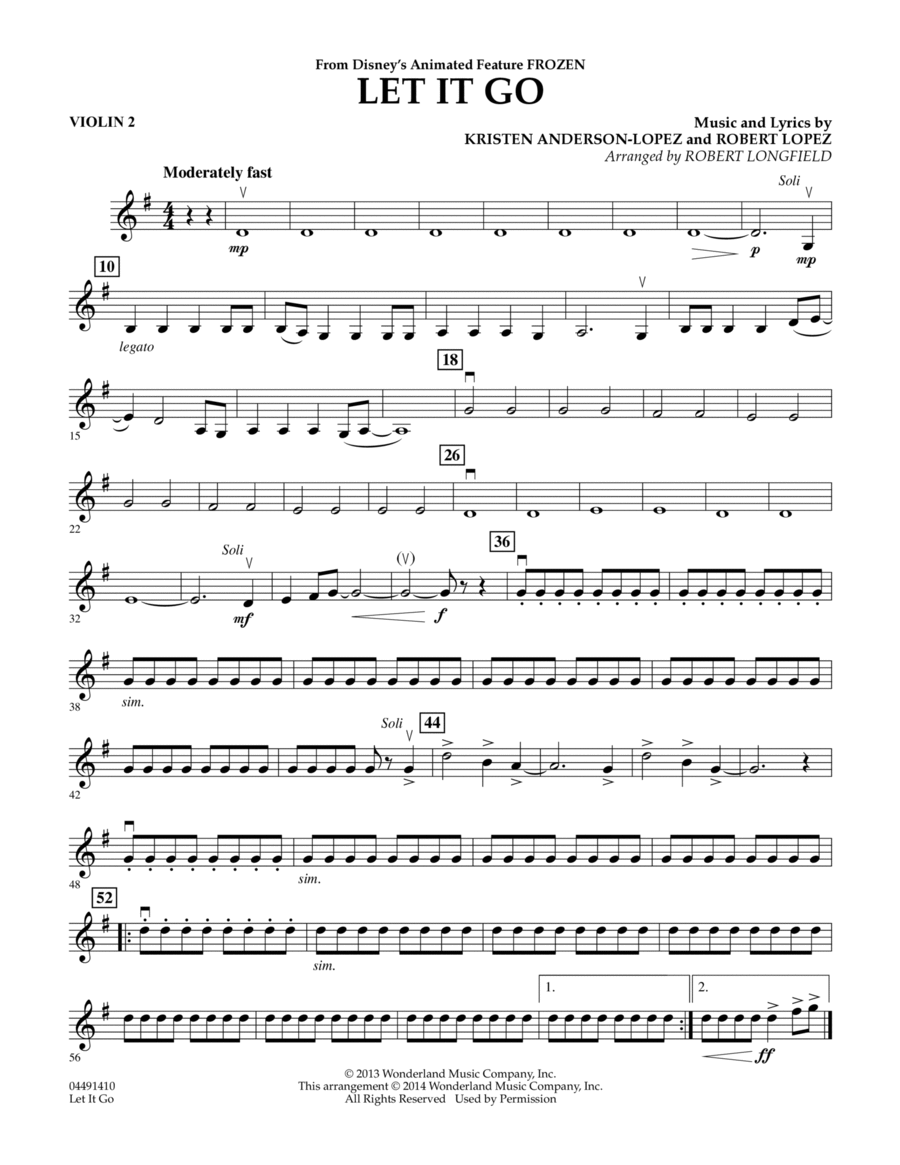 Let It Go - Violin 2 Orchestra scores gallery preview page 1
