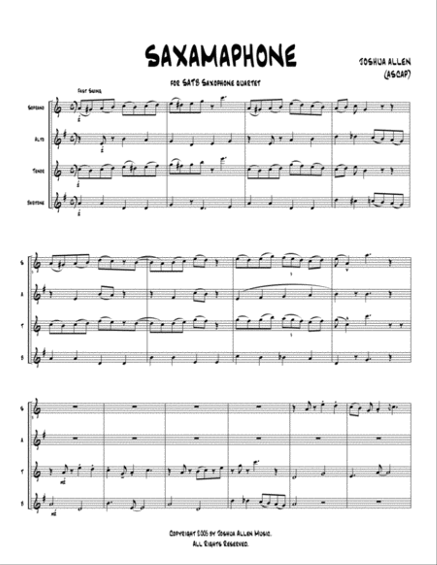 Saxamaphone Woodwind Quartet scores gallery preview page 2