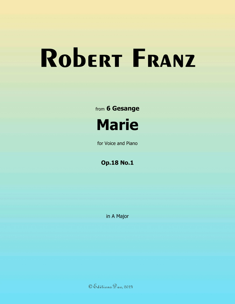 Marie, by Robert Franz, in A Major Voice scores gallery preview page 1