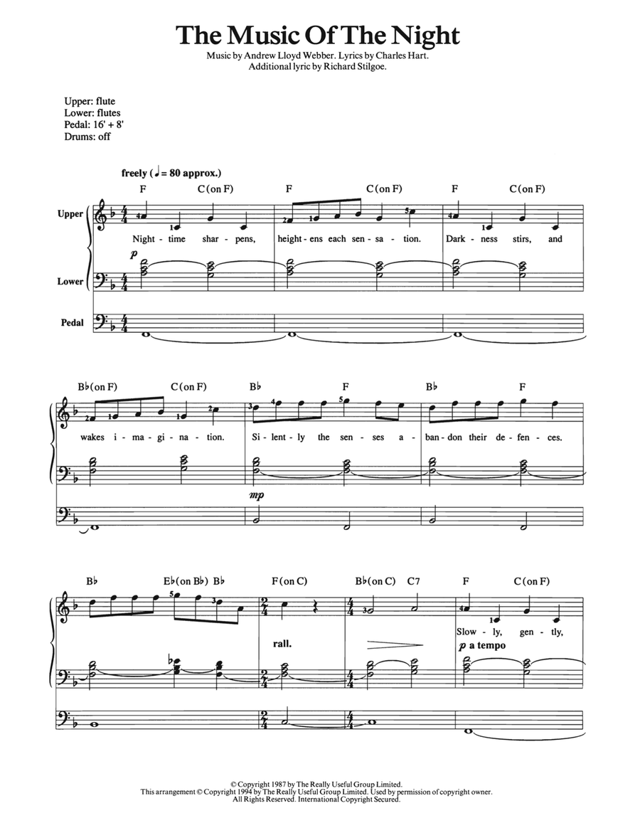 The Music Of The Night Organ Solo scores gallery preview page 1