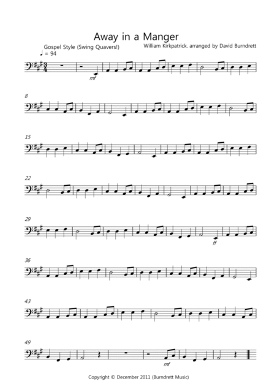 Away in a Manger (Gospel Style!) for Double Bass and Piano String Duet scores gallery preview page 3