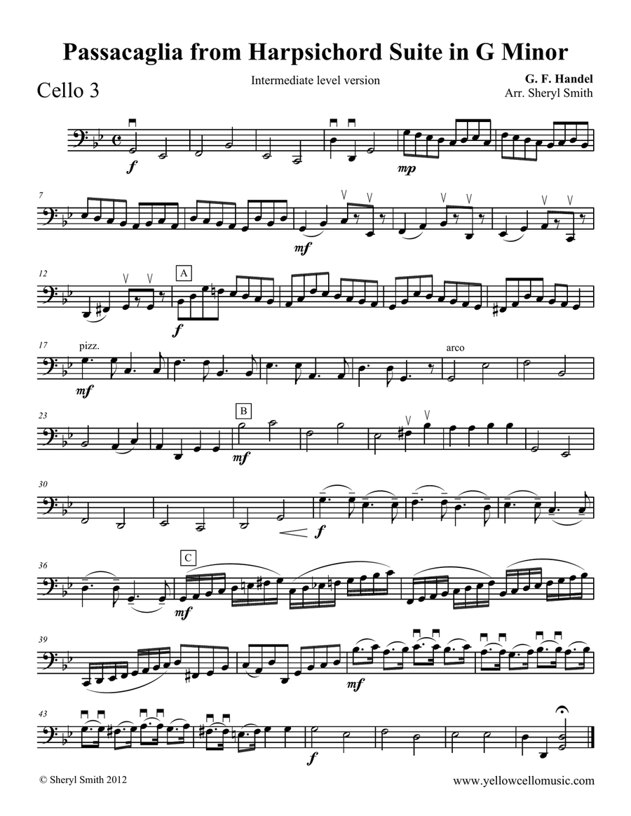 Passacaglia violin best sale cello