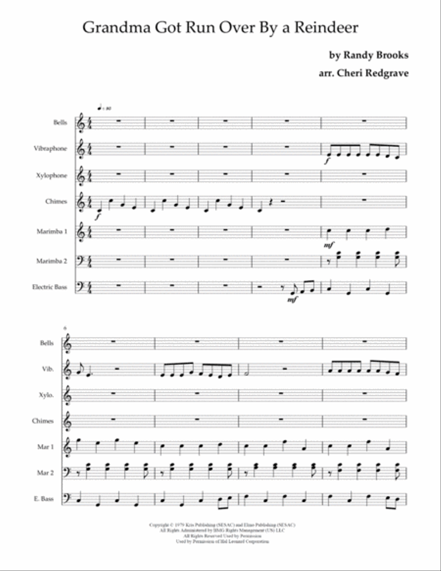 Grandma Got Run Over By A Reindeer Percussion Ensemble scores gallery preview page 3