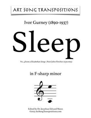 Book cover for GURNEY: Sleep (transposed to F-sharp minor)