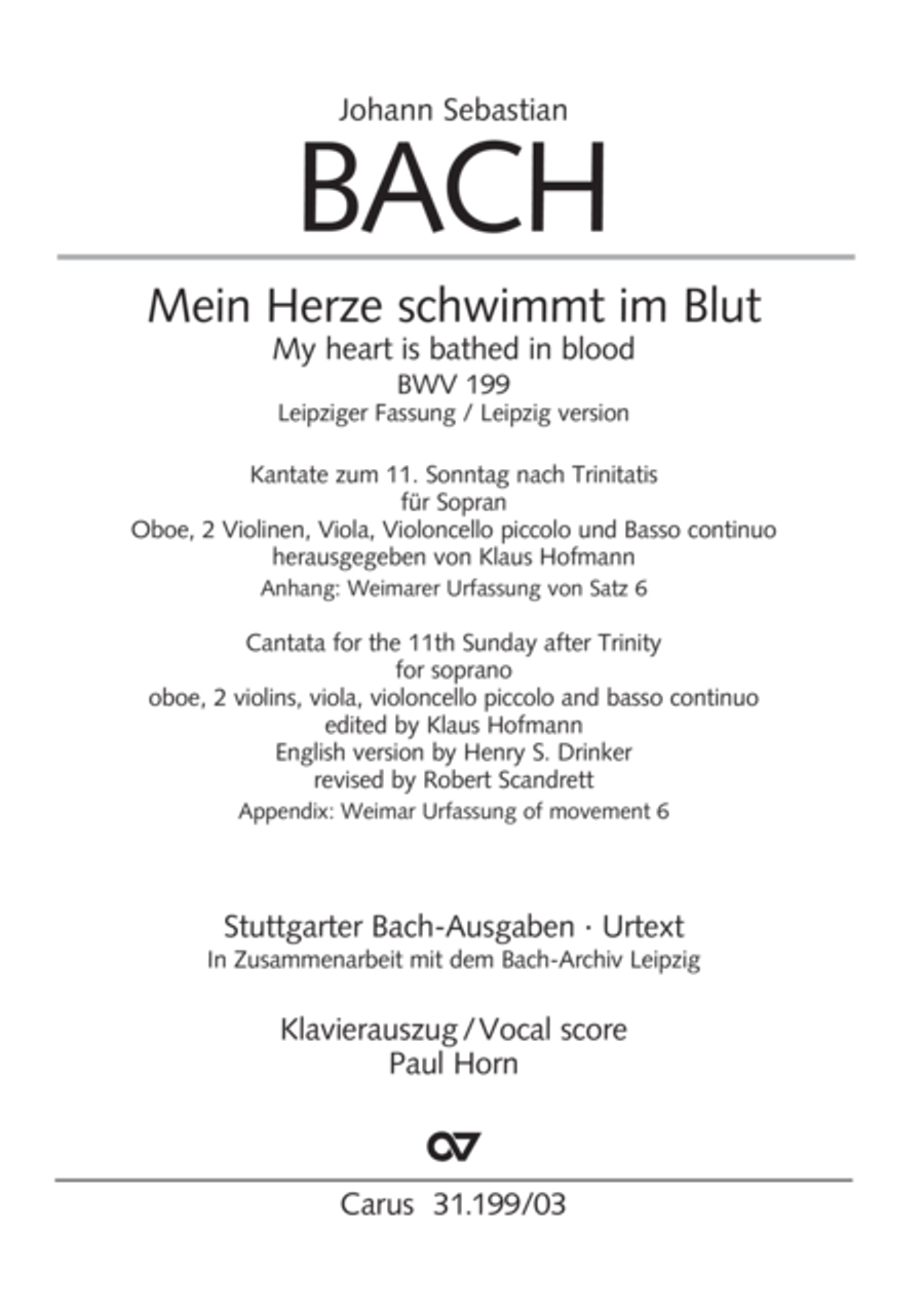 My heart is bathed in blood (Mein Herze schwimmt im Blut) Piccolo scores gallery preview page 2
