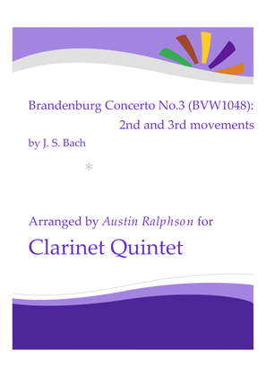 Book cover for Brandenburg Concerto No.3, 2nd & 3rd movements - clarinet quintet