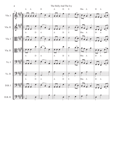 The Holly And The Ivy for String solo or ensemble image number null