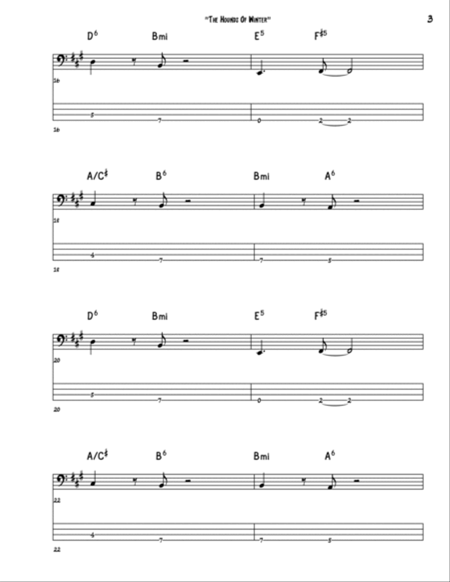 The Hounds Of Winter Bass Guitar scores gallery preview page 3