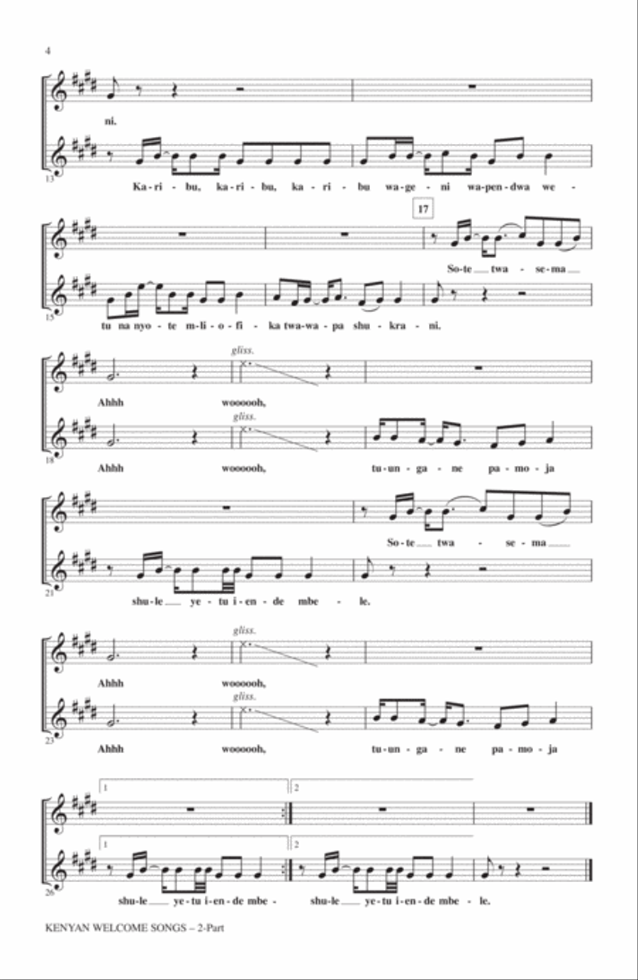 Karibu Wageni (Welcome Visitors) A Cappella scores gallery preview page 2
