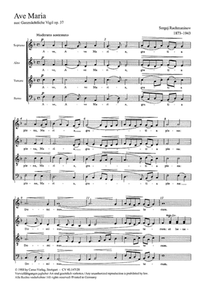 Rachmaninov: Ave Maria; Gluck: De profundis