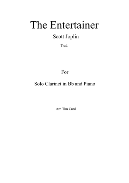 The Entertainer. For Solo Clarinet in Bb and Piano image number null