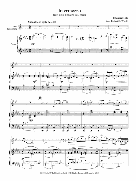 Intermezzo for Alto Saxophone and Piano