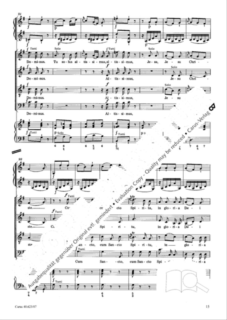 Missa brevis in G major 4-Part scores gallery preview page 16