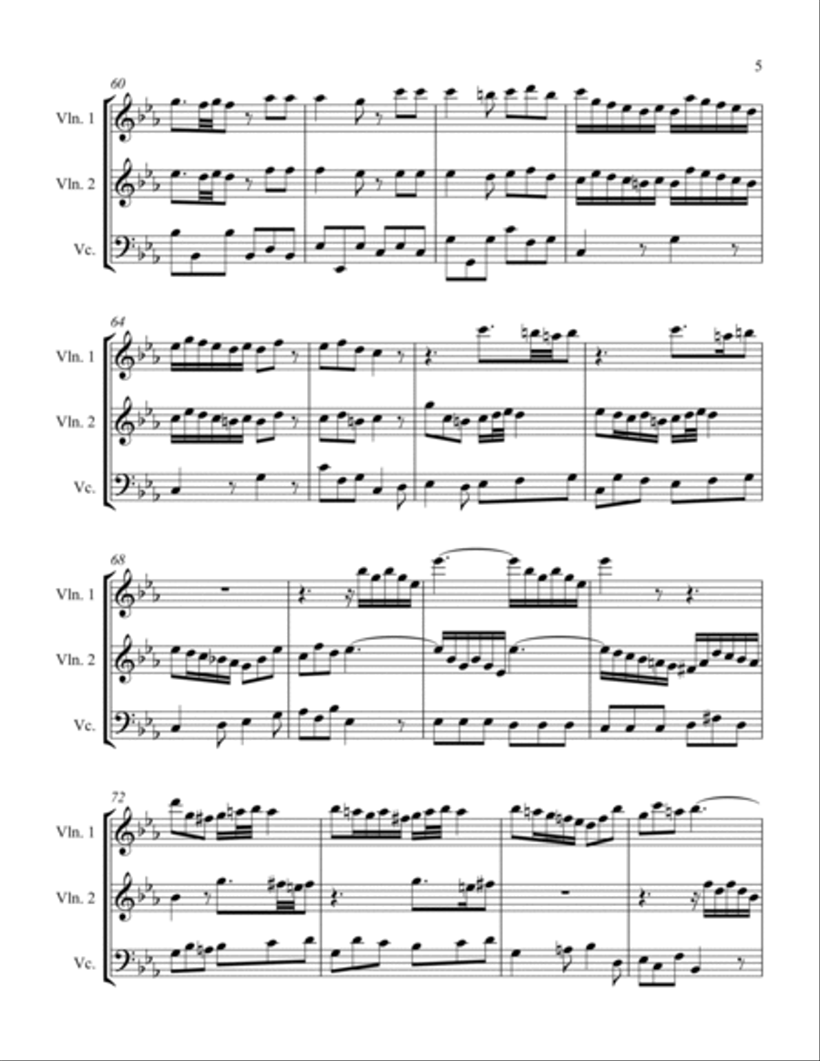Sonata in C Minor Movement II String Trio scores gallery preview page 5