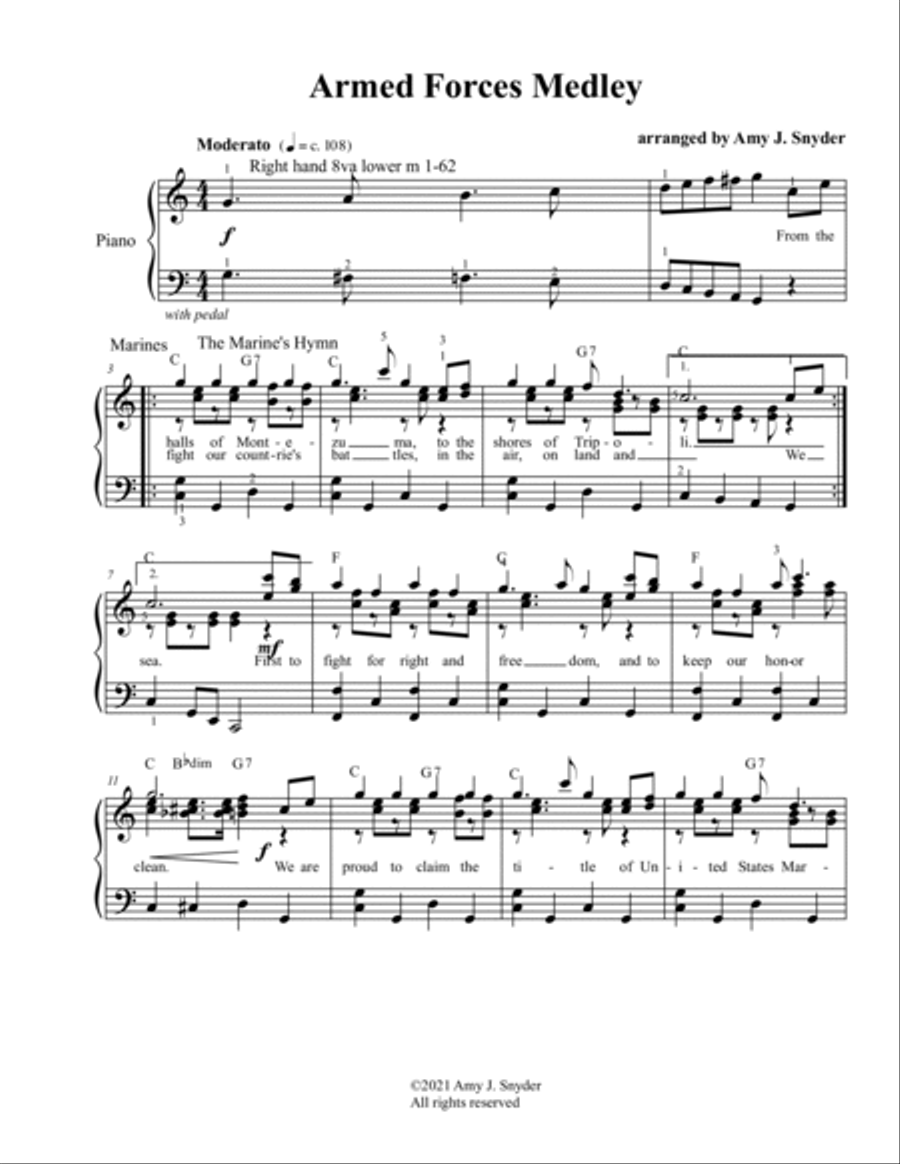 Armed Forces Medley Piano Solo scores gallery preview page 2